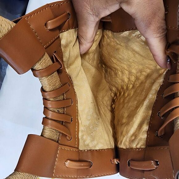 CROCHET Bag Faux Leather Wooden Handle - Picture 5 of 6